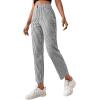 imageSweatyRocks Womens High Waisted Plaid Straight Leg Cropped Pants Gingham Trousers with PocketsBlack White