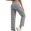 imageSweatyRocks Womens High Waisted Plaid Straight Leg Cropped Pants Gingham Trousers with PocketsBlack White