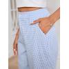 imageSweatyRocks Womens High Waisted Plaid Straight Leg Cropped Pants Gingham Trousers with PocketsLight Blue