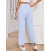 imageSweatyRocks Womens High Waisted Plaid Straight Leg Cropped Pants Gingham Trousers with PocketsLight Blue