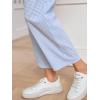imageSweatyRocks Womens High Waisted Plaid Straight Leg Cropped Pants Gingham Trousers with PocketsLight Blue