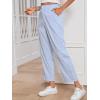 imageSweatyRocks Womens High Waisted Plaid Straight Leg Cropped Pants Gingham Trousers with PocketsLight Blue