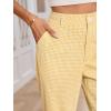 imageSweatyRocks Womens High Waisted Plaid Straight Leg Cropped Pants Gingham Trousers with PocketsMustard