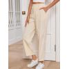 imageSweatyRocks Womens High Waisted Plaid Straight Leg Cropped Pants Gingham Trousers with PocketsPale Khaki