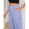 imageSweatyRocks Womens High Waisted Plaid Straight Leg Cropped Pants Gingham Trousers with PocketsRoyal Blue