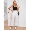 imageSweatyRocks Womens High Waisted Plaid Straight Leg Cropped Pants Gingham Trousers with PocketsWhite