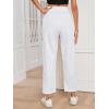 imageSweatyRocks Womens High Waisted Plaid Straight Leg Cropped Pants Gingham Trousers with PocketsWhite