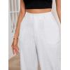 imageSweatyRocks Womens High Waisted Plaid Straight Leg Cropped Pants Gingham Trousers with PocketsWhite
