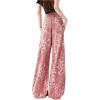 imageSweatyRocks Womens Leopard Print Pants High Waist Straight Leg Pants Casual Loose with PocketsPink