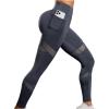 imageSweatyRocks Womens Mesh Leggings High Waist Tummy Control Butt Lift Yoga Pants with PocketsDark Grey