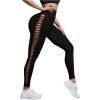 imageSweatyRocks Womens Solid Cut Out High Waist Stretchy Long Yoga Athletic LeggingBlack