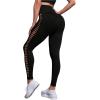 imageSweatyRocks Womens Solid Cut Out High Waist Stretchy Long Yoga Athletic LeggingBlack