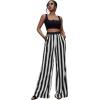 imageSweatyRocks Womens Striped Extra Long High Waited Wide Leg Pants Loose Casual Trousers with PocketsBlack White