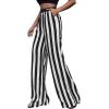 imageSweatyRocks Womens Striped Extra Long High Waited Wide Leg Pants Loose Casual Trousers with PocketsBlack White
