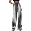imageSweatyRocks Womens Striped Extra Long High Waited Wide Leg Pants Loose Casual Trousers with PocketsBlack White