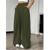imageSweatyRocks Womens Wide Leg Pants Elastic High Waist Loose Athletic Sweatpants with PocketsArmy Green