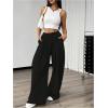 imageSweatyRocks Womens Wide Leg Pants Elastic High Waist Loose Athletic Sweatpants with PocketsBlack