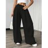 imageSweatyRocks Womens Wide Leg Pants Elastic High Waist Loose Athletic Sweatpants with PocketsBlack