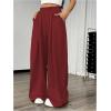 imageSweatyRocks Womens Wide Leg Pants Elastic High Waist Loose Athletic Sweatpants with PocketsBurgundy