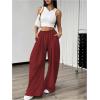 imageSweatyRocks Womens Wide Leg Pants Elastic High Waist Loose Athletic Sweatpants with PocketsBurgundy