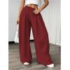 imageSweatyRocks Womens Wide Leg Pants Elastic High Waist Loose Athletic Sweatpants with PocketsBurgundy