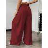 imageSweatyRocks Womens Wide Leg Pants Elastic High Waist Loose Athletic Sweatpants with PocketsBurgundy