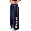 imageSweatyRocks Womens Wide Leg Sweatpants Letter Print Drawstring Waist Track Pants with Slant PocketsDark Blue