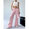 imageSweatyRocks Womens Y2K Bow Wide Leg Pants Drawstring Waist Tie Side Street Long TrousersPink