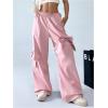 imageSweatyRocks Womens Y2K Bow Wide Leg Pants Drawstring Waist Tie Side Street Long TrousersPink