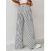 imageSweatyRocks Womens Y2K Striped Pants Wide Leg Drawstring High Waist Long Trousers with PocketBlack