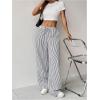 imageSweatyRocks Womens Y2K Striped Pants Wide Leg Drawstring High Waist Long Trousers with PocketBlack