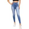 imageSweatyRocks Womens Casual Button High Rise Skinny Denim JeansPlain Blue