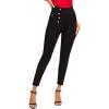 imageSweatyRocks Womens Casual Skinny Leggings Stretchy High Waisted Work PantsButton Black Ring