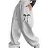imageSweatyRocks Womens Drawstring Waist Wide Leg Sweatpants Baggy Jogger Pants with PocketLight Grey