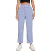 imageSweatyRocks Womens High Waisted Plaid Straight Leg Cropped Pants Gingham Trousers with PocketsRoyal Blue