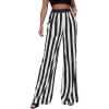 imageSweatyRocks Womens Striped Extra Long High Waited Wide Leg Pants Loose Casual Trousers with PocketsBlack White