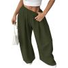 imageSweatyRocks Womens Wide Leg Pants Elastic High Waist Loose Athletic Sweatpants with PocketsArmy Green