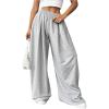 imageSweatyRocks Womens Wide Leg Pants Elastic High Waist Loose Athletic Sweatpants with PocketsGrey
