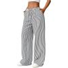 imageSweatyRocks Womens Y2K Striped Pants Wide Leg Drawstring High Waist Long Trousers with PocketBlack