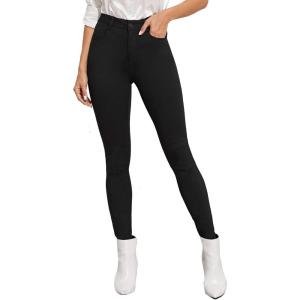 imageSweatyRocks Womens Casual Button High Rise Skinny Denim JeansBlack