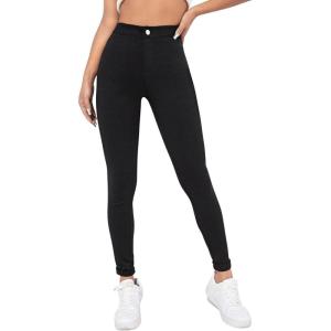 imageSweatyRocks Womens Casual Button High Rise Skinny Denim JeansPure Black