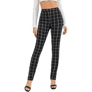 imageSweatyRocks Womens Casual Skinny Leggings Stretchy High Waisted Work PantsBlack Split Hem
