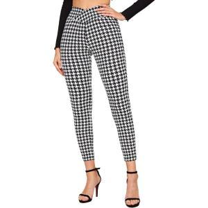 imageSweatyRocks Womens Casual Skinny Leggings Stretchy High Waisted Work PantsHoundstooth