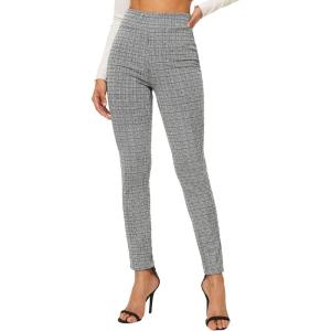 imageSweatyRocks Womens Casual Skinny Leggings Stretchy High Waisted Work PantsPlaid Grey