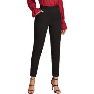 imageSweatyRocks Womens Casual Skinny Leggings Stretchy High Waisted Work PantsPockets Black