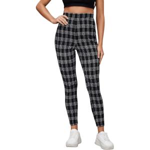 imageSweatyRocks Womens Casual Skinny Leggings Stretchy High Waisted Work PantsWhiteBlack