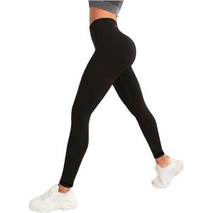 imageSweatyRocks Womens Letter Printed Leggings High Waisted Yoga Workout Slim Fit PantsBlack