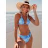 imageSweatyRocks Womens 2 Piece Bathing Suit Tie Dye Halter Triangle Bikini Set Tie Back SwimsuitBlue