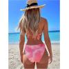 imageSweatyRocks Womens 2 Piece Bathing Suit Tie Dye Halter Triangle Bikini Set Tie Back SwimsuitLight Pink