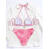 imageSweatyRocks Womens 2 Piece Bathing Suit Tie Dye Halter Triangle Bikini Set Tie Back SwimsuitLight Pink